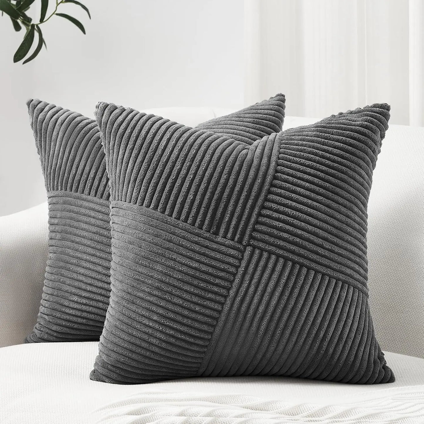 Housse de coussin décorative en velours côtelé