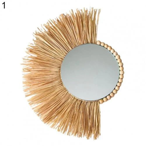 Variant image for Décoration Murale Bohème en Raffia Naturel Fait Main – 30x30 cm, Accents Muraux Scandinaves pour Salon et Chambre-5