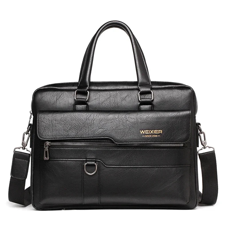 Sac Business Homme en PU Cuir 14 - Élégance Rétro, Compartiment Ordinateur, Bandoulière Réglable, Pratique et Durable