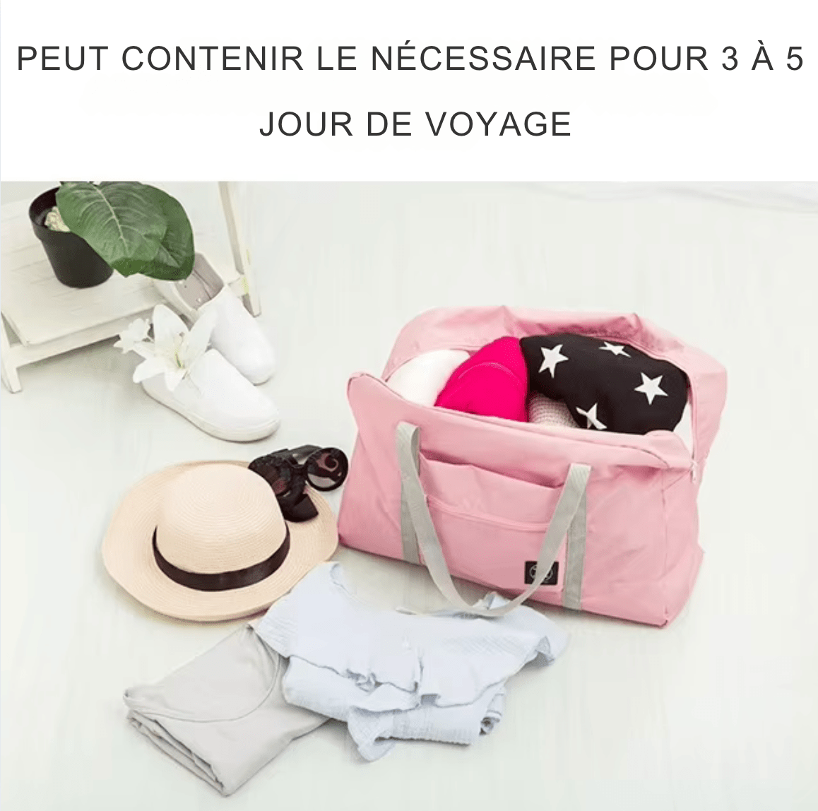 Sac de voyage pliable adaptable sur valise trolley
